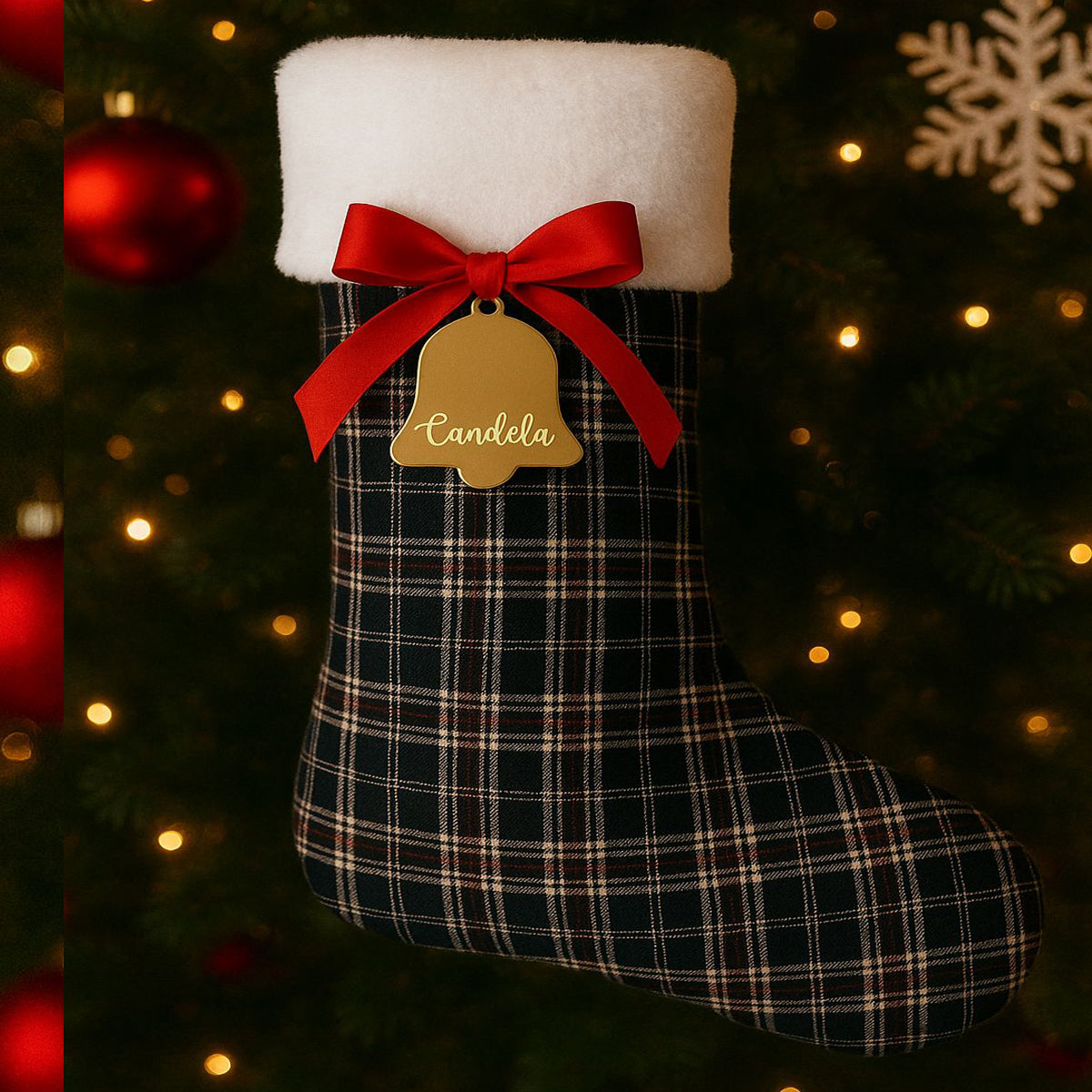 BOTA NAVIDAD CUADROS AZULES