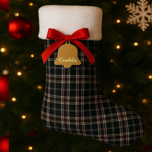 BOTA NAVIDAD CUADROS AZULES